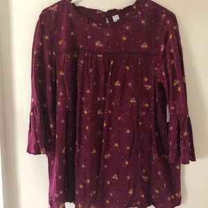 NEW Old Navy Maroon Floral Flowy Blouse, Size L